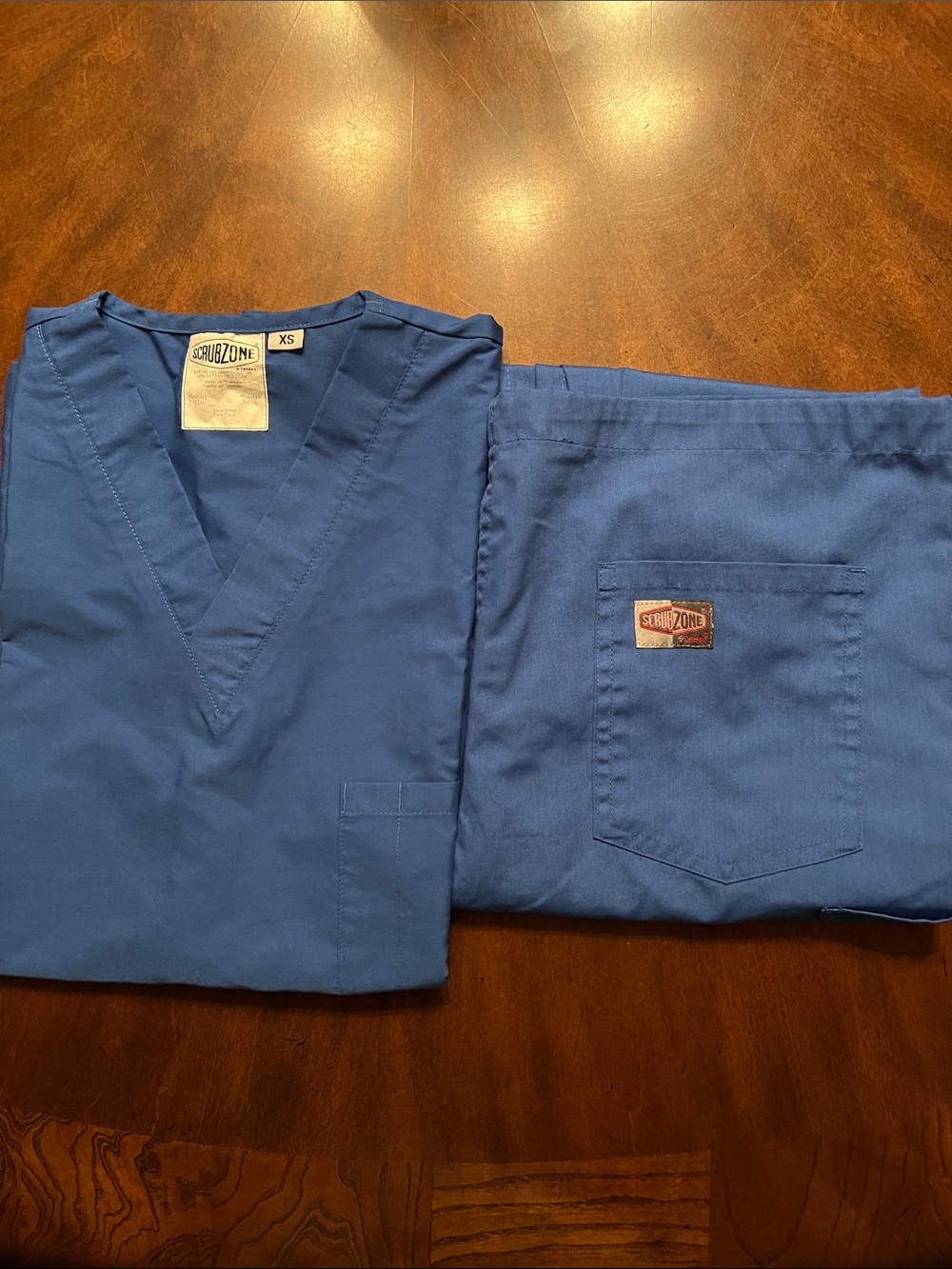 ScrubZone Women's Blue V-Neck Scrub Top and Pants Set